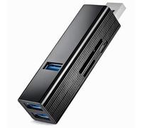 VIENON Hub USB 3.0 6 en 1, adaptador USB de aluminio con puerto de alimentación, lector de tarjetas SD/TF, expansor divisor USB para laptop, PC, escritorio, coche, conectar disco U, unidad flash