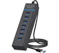 VIENON Hub USB 3.0, 7 puertos USB Hub divisor de datos para laptop, PC, MacBook, Mac Pro, Mac Mini, iMac, Surface Pro y más dispositivos USB, 3.9 pies