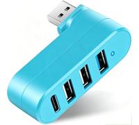 VIENON Hub USB 3.0 de 4 puertos [giratorio a 90°/180°], divisor USB con puerto USB C de 5 W, extensor USB para laptop, coche, iMac, MacBook Air, MacBook Pro y más (azul