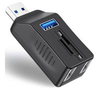 VIENON Hub USB 3.0 de 5 puertos con lector de tarjetas SD TF, adaptador extensor USB con lector de tarjetas SD/Micro SD, puertos USB 3.0/2.0, divisor USB portátil para laptop, PC, cámara, controlador