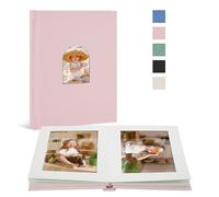 Vienrose Álbum de Fotos 10 x 15 para 30 Fotos, Álbum Pequeño de Lino con Espacio para Escribir, Álbum de Recuerdos para Bodas, Viajes y Regalos Personalizados (Rosa)