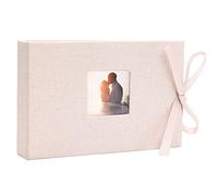 Vienrose Álbum de Fotos 10x15 Cubierta de Tela de Lino, Mini Libro de Fotos con Bolsillos, Páginas Transparentes Con Capacidad para 52 Fotos, Beige (1 Paquete)