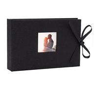 Vienrose Álbum de Fotos 10x15 Cubierta de Tela de Lino, Mini Libro de Fotos con Bolsillos, Páginas Transparentes Con Capacidad para 52 Fotos, Negro (1 Paquete)