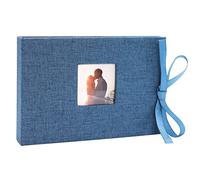 Vienrose Álbum de Fotos 10x15 Cubierta de Tela de Lino, Mini Libro de Fotos con Bolsillos, Páginas Transparentes Con Capacidad para 52 Fotos, Azul (1 Paquete)