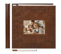 Vienrose Álbum de Fotos Autoadhesivo de Cuero Sintético con Ventana, Álbumes de Recortes para Fotos de 10x15, 13x18, Libro de Recuerdos para Bebé, Niños, Bodas, 30 Hojas (60 Páginas) Marrón Rojizo