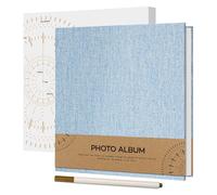 Vienrose Álbum de Fotos Autoadhesivo para Fotos 10x15, Pequeño Álbum de Recortes de Lino 40 Páginas Blancas DIY Libro de Recortes con Bolígrafo de Metal, 17x18 cm Azul cielo