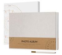 Vienrose Álbum de Fotos Autoadhesivo para Fotos 10x15, Pequeño Álbum de Recortes de Lino 60 Páginas Blancas DIY Libro de Recortes con Bolígrafo de Metal, 21,5x30 cm Beige