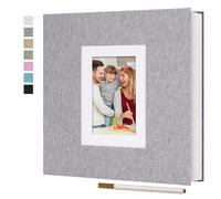 Vienrose Álbum de Fotos Autoadhesivo para Fotos de 10x15 Álbum de Recortes Diy 40 Páginas Cubierta de Lino Libro de Recuerdos para Bodas, Crecimiento Del Bebé, Viajes, Gris