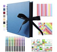 Vienrose Álbum de Fotos Scrapbook 10x15 cm Álbum de Recortes para Pegar y Escribir 80 Negra Páginas Espiral DIY Regalos de Boda Aniversario Bebé Cumpleanos Familiares Navidad, 28,5x21cm, Azul Marino