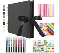 Vienrose Álbum de Fotos Scrapbook 10x15 cm Álbum de Recortes para Pegar y Escribir 80 Negra Páginas Espiral DIY Regalos de Boda Aniversario Bebé Cumpleanos Familiares Navidad, 28,5x21cm, Negro