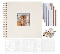 Vienrose Álbum de Fotos Scrapbook, 20,5x20,5 cm Álbum de Recortes con Cubierta de Lino y 40 Páginas Blancas Kraft, Familia, Boda, Viaje DIY Scrapbooking Supplies Set. Beige
