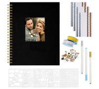 Vienrose Álbum de Fotos Scrapbook, 20,5x28 cm Álbum de Recortes con Cubierta de Lino y 80 Páginas Blancas Kraft, Familia, Boda, Viaje DIY Scrapbooking Supplies Set. Negro
