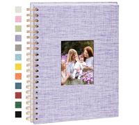 Vienrose Álbum de Fotos Scrapbook de Lino, 20,5 x 28 cm Álbum de Recuerdos con 80 Páginas Blancas DIY para Viajes en Familia Boda Navidad, Morado