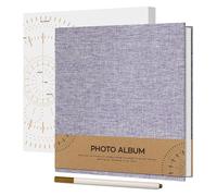 Vienrose Álbum Foto Autoadhesivo de Lino, 40 Páginas, 17x18 cm, Morado | Pequeño Álbum de Recortes de Lino, DIY Libro de Recortes con Bolígrafo de Metal