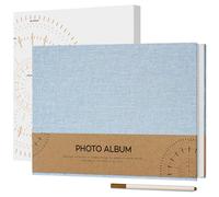Vienrose Álbum Foto Autoadhesivo de Lino, 60 Páginas, 21,5x30 cm, Azul cielo