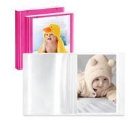 Vienrose Álbum Fotos 10x15 Set de 3 Álbum de Fotos Pequeño con Portada Personalizable 26 Bolsillos Superiores para 52 Fotos Diario Embarazo Libro Bebe Recuerdos, Rosa