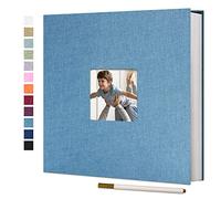 Vienrose Álbum Fotos Autoadhesivo 28x27 CM 60 páginas Scrapbook para Pegar y Escribir Funda de Lino Regalo Bebé Cumpleanos Recuerdos Boda Aniversario Familiares con Bolígrafo Metálico