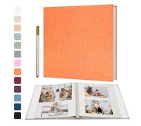 Vienrose Album Fotos Autoadhesivo 28x27 CM Album de Fotos Para Pegar y Escribir Funda de Lino Scrapbook Regalo Bebé Cumpleanos Recuerdos Boda Aniversario Familiares con un bolígrafo Metálico
