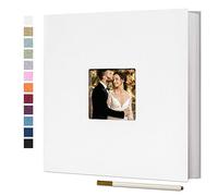 Vienrose Album Fotos Autoadhesivo 28x27 CM Album de Fotos Para Pegar y Escribir Funda de Lino Scrapbook Regalo Bebé Cumpleanos Recuerdos Boda Aniversario Familiares con un bolígrafo Metálico