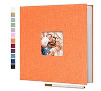 Vienrose Album Fotos Autoadhesivo 28x27 CM Album de Fotos Para Pegar y Escribir Funda de Lino Scrapbook Regalo Bebé Cumpleanos Recuerdos Boda Aniversario Familiares con un bolígrafo Metálico