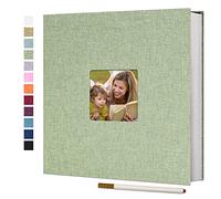 Vienrose Album Fotos Autoadhesivo 28x27 CM Album de Fotos Para Pegar y Escribir Funda de Lino Scrapbook Regalo Bebé Cumpleanos Recuerdos Boda Aniversario Familiares con un bolígrafo, 60 páginas