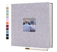 Vienrose Album Fotos Autoadhesivo 33x32 CM Album de Fotos Para Pegar y Escribir Funda de Lino Scrapbook Regalo Bebé Cumpleanos Recuerdos Boda Aniversario Familiares con un bolígrafo, 60 páginas Gris