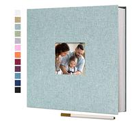 Vienrose Album Fotos Autoadhesivo 33x32 CM Album de Fotos Para Pegar y Escribir Funda de Lino Scrapbook Regalo Bebé Cumpleanos Recuerdos Boda Aniversario Familiares con un bolígrafo, 60 páginas