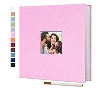 Vienrose Album Fotos Autoadhesivo 33x32 CM Album de Fotos Para Pegar y Escribir Funda de Lino Scrapbook Regalo Bebé Cumpleanos Recuerdos Boda Aniversario Familiares con un bolígrafo Metálico