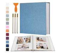 Vienrose Album Fotos Autoadhesivo 33x32 CM Album de Fotos Para Pegar y Escribir Funda de Lino Scrapbook Regalo Bebé Cumpleanos Recuerdos Boda Aniversario Familiares con un bolígrafo, 120 páginas