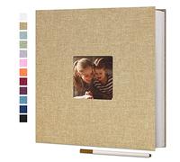 Vienrose Album Fotos Autoadhesivo 33x32 CM Album de Fotos Para Pegar y Escribir Funda de Lino Scrapbook Regalo Bebé Cumpleanos Recuerdos Boda Aniversario Familiares con un bolígrafo Metálico