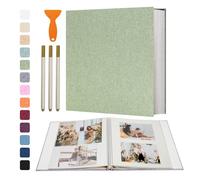 Vienrose Álbum Fotos Autoadhesivo de Lino 33x32 cm 120 páginas Verde hierba | Scrapbook para Boda Aniversario Baby Shower y Familia Con Bolígrafo Metálico