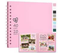 Vienrose Álbum Fotos Scrapbook 18x18 cm, 20 Hojas 40 Páginas | DIY Libro de Recortes de Papel Kraft de Tapa Dura Álbumes de Fotos en Blanco para Boda Baby Shower Familia Aniversario