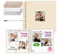 Vienrose Álbum Scrapbook 20,5x20,5 cm, Álbum de Fotos para Pegar y Escribir, Libro de Recuerdos DIY con Espiral y 40 Páginas, Scrapbooking para Boda Comuniones Aniversario Bebé Cumpleaños Familiares