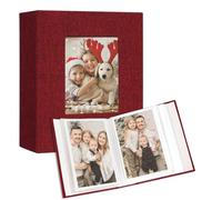 Vienrose Álbumes de Fotos Pequeños 15x10cm, 2 Paquetes Mini Álbum de Fotos con Cubierta de Lino, 50 Bolsillos 100 Fotos, Obras de Arte o Postales para Viajes y Regalo, Bebé, Boda, Aniversario,Rojo