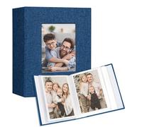 Vienrose Álbumes de Fotos Pequeños 15x10cm, 2 Paquetes Mini Álbum de Fotos con Cubierta de Lino, 50 Bolsillos 100 Fotos, Obras de Arte o Postales para Viajes y Regalo, Bebé, Boda, Aniversario,Azul
