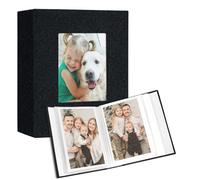 Vienrose Álbumes de Fotos Pequeños 15x10cm, 2 Paquetes Mini Álbum de Fotos con Cubierta de Lino, 50 Bolsillos 100 Fotos, Obras de Arte o Postales para Viajes y Regalo, Bebé, Boda, Aniversario, Negro
