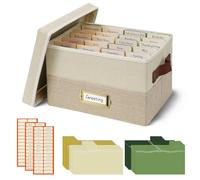 Vienrose Caja Organizadora de Tarjetas de Felicitación de Lino con 20 Separadores Extraíbles 84 Etiquetas Autoadhesivas Almacenamiento Plegable Ideal para Fotos, Sobres, Pegatinas y Postales (Beige)