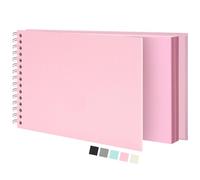 Vienrose Scrapbook Álbum (20.5 x 28 cm) para Fotos y Recuerdos - Cubierta Texturizada, Ideal para Bodas, Bebés, Viajes y Mascotas (40 Hojas/80 Páginas, Rosa)