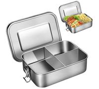 Vientiane Auslaufsicher Lunchbox, Edelstahl Brotdose, Auslaufsicher Frischhaltedose, Einfachzu Säubern Lunchbox, mit Dichtring und 3 Fächern, Fü Dishwasher Safe Für Kinder Und Erwachsene (1L)