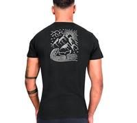 VIENTO Backside Ocean Vibes Camiseta para Hombre (FR/ES, Letras, XXL, Regular, Regular, Negro)
