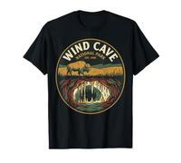 Viento Cueva National Park Vintage Bisonte y Cave Circle Badge Camiseta
