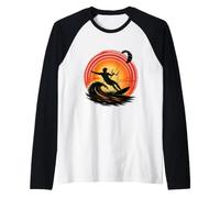 Viento Infinito y energía oceánica Kitesurf Atardecer Camiseta Manga Raglan