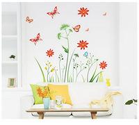 Viento Rural Mariposa Flor Decoración Pintura Dormitorio Sala Fondo Protección Del Medio Ambiente Impermeable Etiqueta De La Pared 50 * 70 Cm
