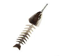 Viento rústico de metal para exteriores con diseño de espina de pescado, construcción de hierro y lazo para colgar para una fácil decoración de jardín