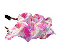 Vientre Abanico De Baile Abanicos de velo de seda Real for danza del vientre, 1 unidad/1 par, teñidos a mano, teñido anudado, rendimiento de danza del vientre, abanicos de seda Natural(Pink,1pc Right