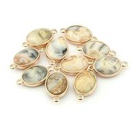 VIEPGJ 3 piezas de conectores colgantes de cuarzo rosa/ojo de tigre de piedra natural, dijes en forma de gota de agua para hacer joyas DIY, 16 colores - Ágata loca