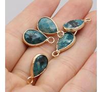 VIEPGJ 5 piezas de piedra natural con forma de gota de agua y borde dorado para hacer collares y pulseras, hermosas y modernas, 10 x 18 mm - Ágata loca