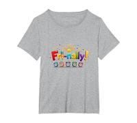 ¡Viernes! Colorida celebración para los Guerreros de Fin de Semana Camiseta, Mujer Tallas Grandes, Gris Jaspeado, 4XL Grande