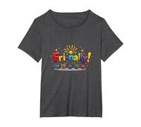 ¡Viernes! Colorida celebración para los Guerreros de Fin de Semana Camiseta, Mujer Tallas Grandes, Jaspeado Oscuro, 2XL Grande