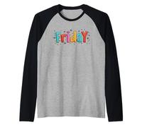 Viernes Día De La Semana Texto Doodle Funny Friday Camiseta Manga Raglan